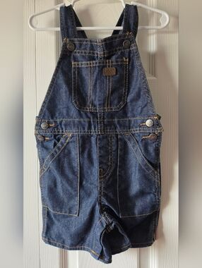 Lee Toddler Shortalls Overalls Denim Blue Jean Bib Shorts Snaps Sz 2T